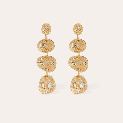 Boucles d'oreilles Eclipse 4 rangs strass dorées