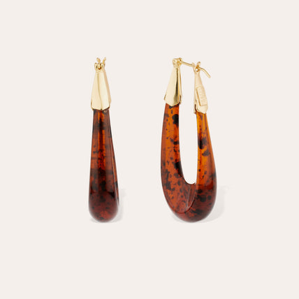 Écume acetate gold-plated earrings - Tortoiseshell