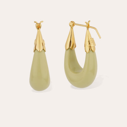 Boucles d'oreilles Ecume petit modèle acétate dorées - Amande