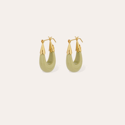 Boucles d'oreilles Ecume petit modèle acétate dorées - Amande