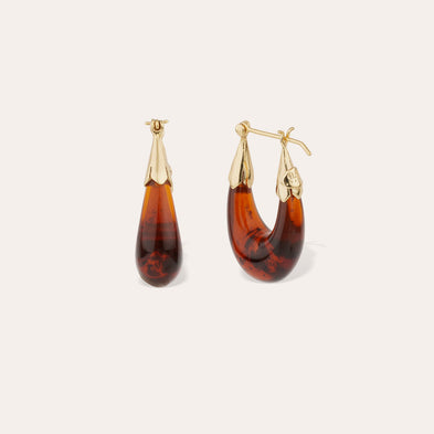 Boucles d'oreilles Ecume petit modèle acétate dorées - Écaille