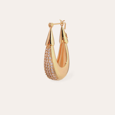 Boucles d'oreilles Écume petit modèle dorées - Zircone