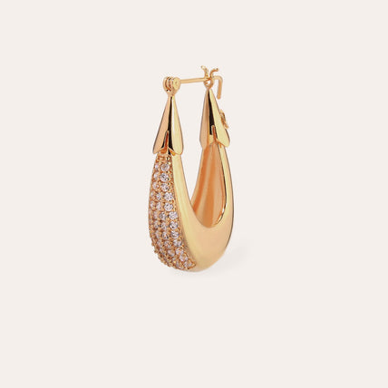 Écume small model gold-plated earrings - Zirconia