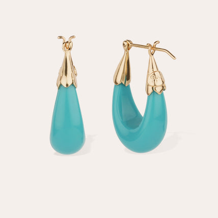 Boucles d'oreilles Ecume petit modèle acétate dorées  - Turquoise
