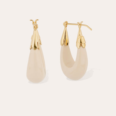 Écume small model acetate gold-plated earrings - Ivory
