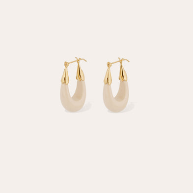 Écume small model acetate gold-plated earrings - Ivory