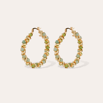 Boucles d'oreilles Eurydice dorées - Quartz vert