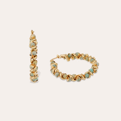 Boucles d'oreilles Eurydice dorées - Turquoise