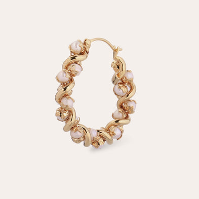 Eurydice Small Gold Hoop Earrings - Cultured Pearls
