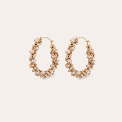 Eurydice Small Gold Hoop Earrings - Cultured Pearls