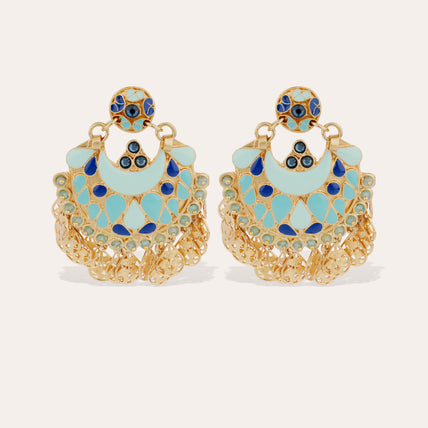 Éventail gold enamel earrings
