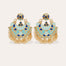 Éventail gold enamel earrings