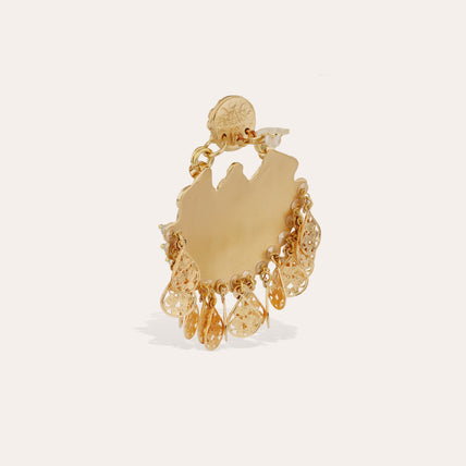 Éventail gold enamel earrings