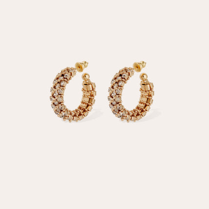 Izilda mini crystal hoop earrings in gold