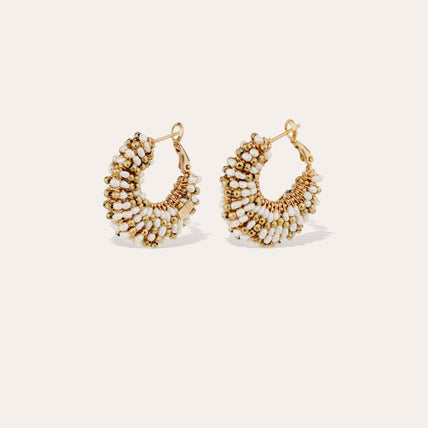 Boucles d'oreilles petit modèle dorées - Nacre Blanche