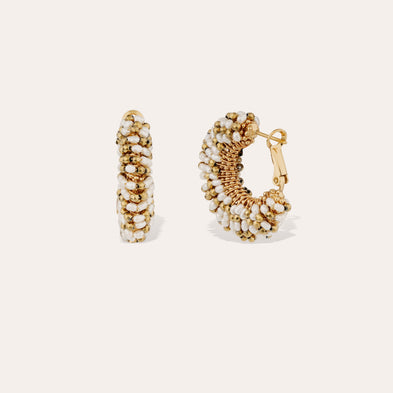 Boucles d'oreilles petit modèle dorées - Nacre Blanche