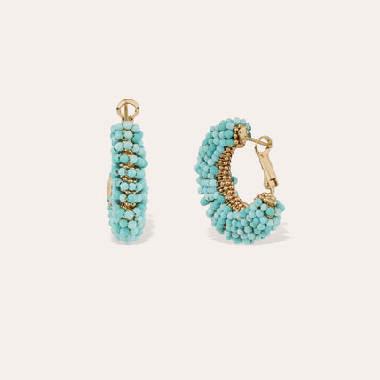Boucles d'oreilles Izzia petit modèle dorées - Turquoise 