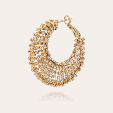 Izzia strass large earrings gold finish
