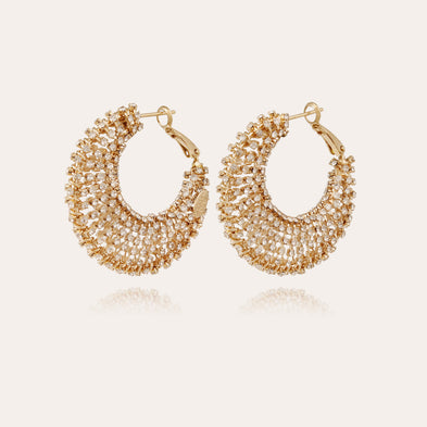 Izzia strass large earrings gold finish