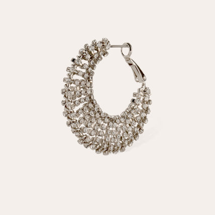 Izzia strass large earrings rhodium finish