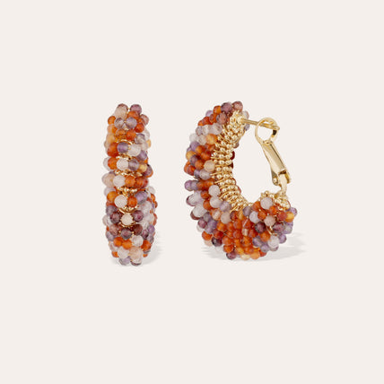 Boucles d'oreilles Izzia petit modèle dorées - Cornaline & Améthyste