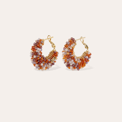Boucles d'oreilles Izzia petit modèle dorées - Cornaline & Améthyste