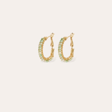 Boucles d'oreilles Créoles Lyre dorées - Calcite bleue