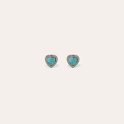 Boucle d'oreilles puce Amore argentées - Turquoise 