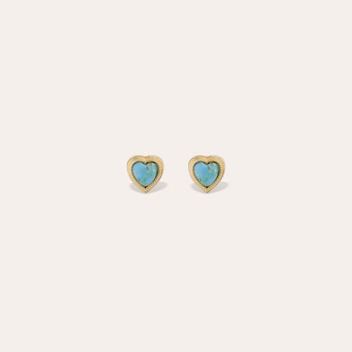 Boucles d'oreilles puce Amore dorées - Turquoise