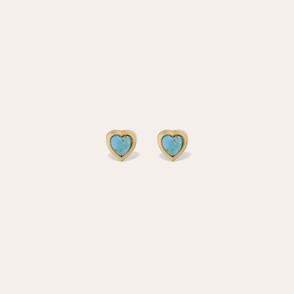 Boucles d'oreilles puce Amore dorées - Turquoise