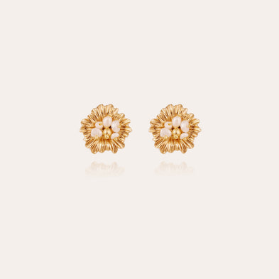Boucles d'oreilles puces Azalée dorées - Perles de culture