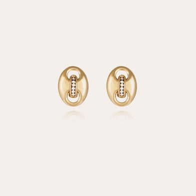 Cophea mini crystal gold stud earrings