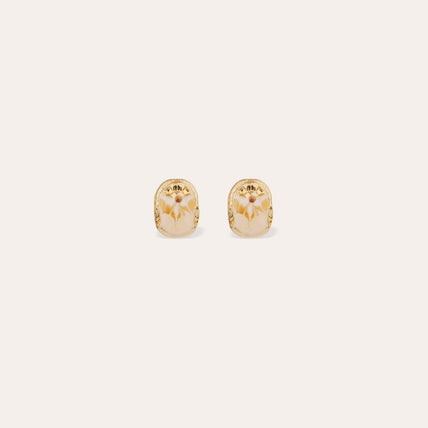 Boucles d'oreilles puce Scaramouche émail dorées 