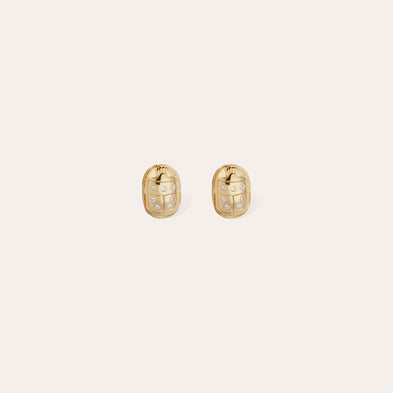 Boucles d'oreilles puces Scaramouche dorées - Zircone