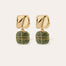 Gold Rainbow Square Earrings - Vessonite