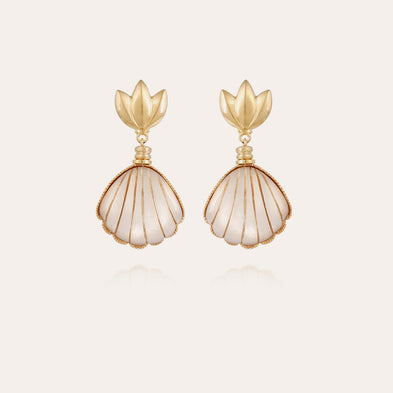 Sanibel gold earrings - White mother-of-pearl