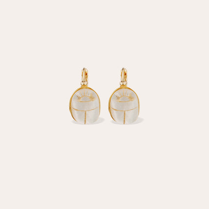 Boucles d'oreilles Scaramouche dorées - Nacre blanche