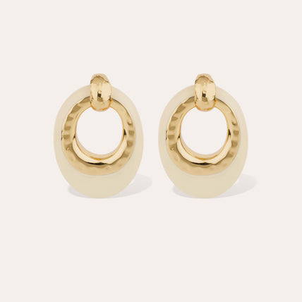 Boucles d'oreilles Selva grand modèle acétate dorées - Ivoire