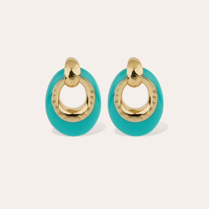 Boucles d'oreilles Selva petit modèle acetate dorées - Bleu 