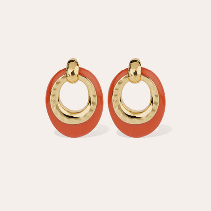 Boucles d'oreilles Selva petit modèle acetate dorées - Corail 