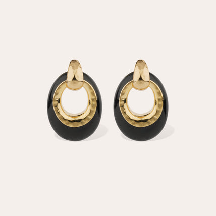Boucles d'oreilles Selva petit modèle dorées - Noir