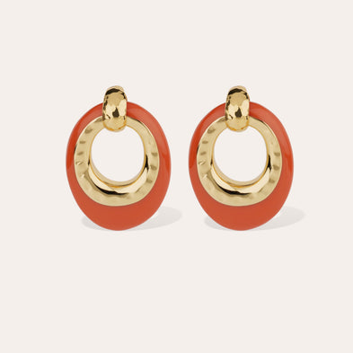 Boucles d'oreilles Selva grand modèle acétate dorées - Corail