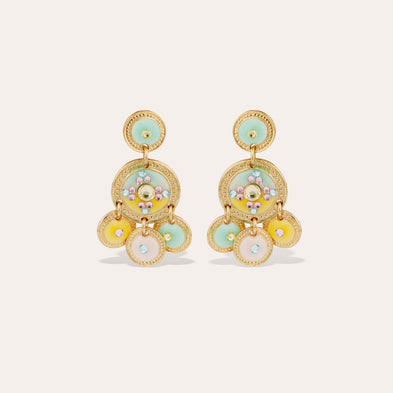 Boucles d'oreilles Sequin deux rangs dorées