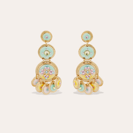 Boucles d'oreilles Sequin trois rangs dorées