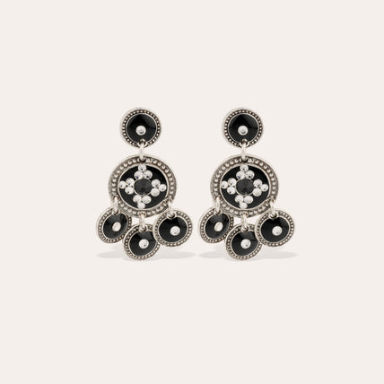 Boucles d'oreilles Sequin deux rangs argentées