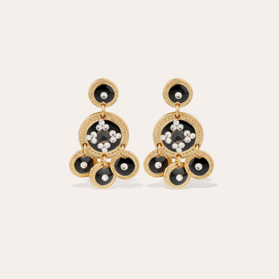 Boucles d'oreilles Sequin deux rangs dorées