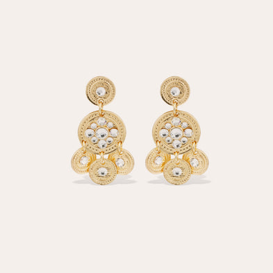 Boucles d'oreilles Sequin deux rangs dorées