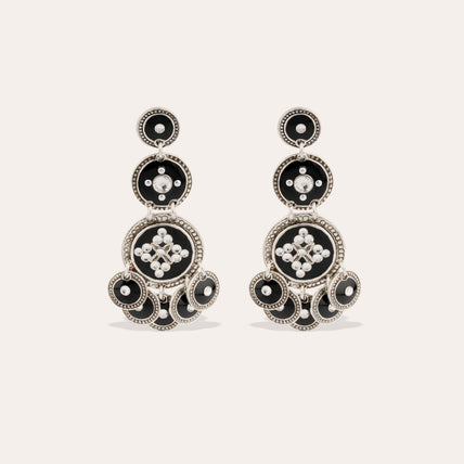 Boucles d'oreilles Sequin trois rangs argentées 