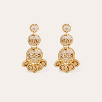 Boucles d'oreilles Sequin trois rangs dorées