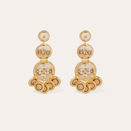 Boucles d'oreilles Sequin trois rangs dorées